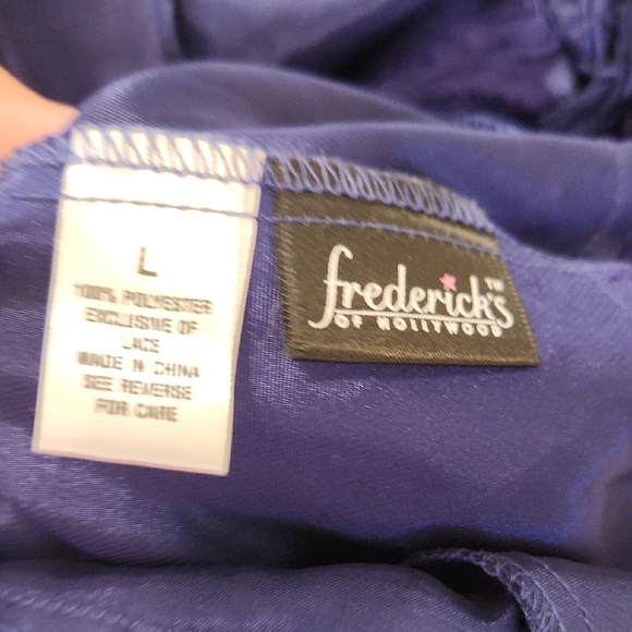 Satin Lace-Up Chemise in Deep Blue - Picture 6 of 6